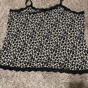 Fashion Bug Leopard Print Cami with Black Lace